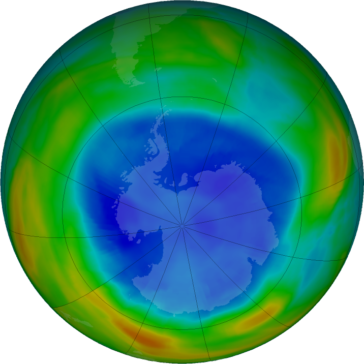 Antarctic ozone map for 26 August 2018